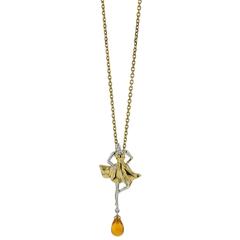 Necklace Yellow and White Gold 18 Karat 9.28g Citrine Drop 1.40 Carat 6