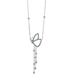 Necklace White Gold 18 Karat 12.35g Pear Blue Topaz 0.48 Carat 1