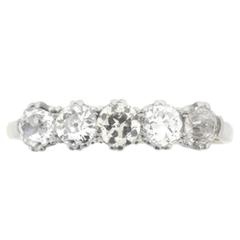 Late Victorian Five-Stone Old Cut Diamond Ring, circa 1900s 6