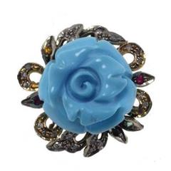 Luise Sapphire Turquoise Paste Diamond Silver Rose Gold Ring 10