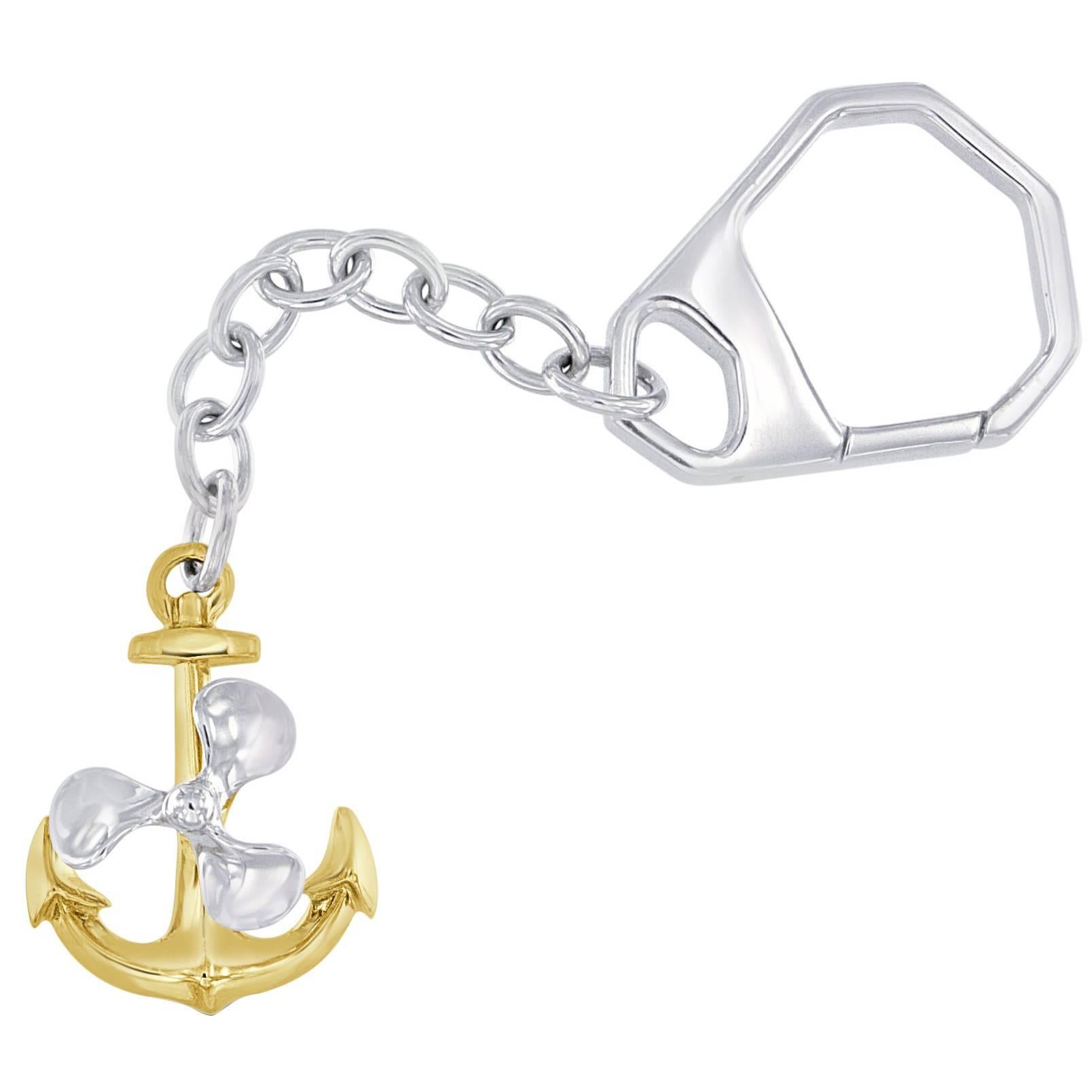 Gold Anchor and Propeller Key Chain For Sale