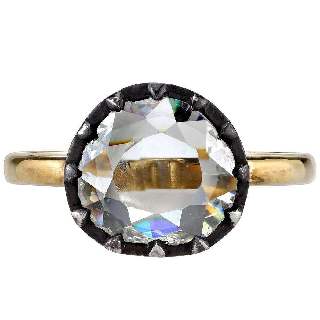 1.53 Carat Old Rose Cut Diamond Engagement Ring
