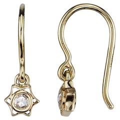Rose Cut Diamond Yellow Gold Earrings 11