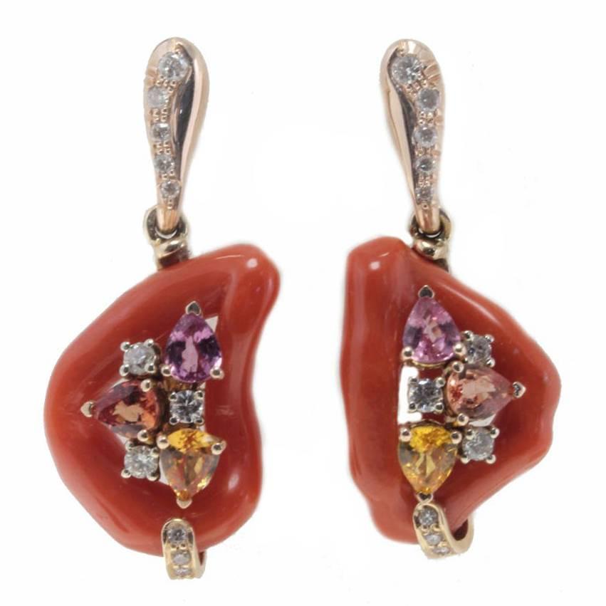 Luise Coral Diamond Sapphire Earrings