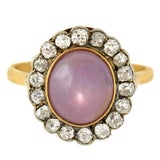 Victorian 4.50 Carat Natural Lavender Star Sapphire Diamond Cluster Ring