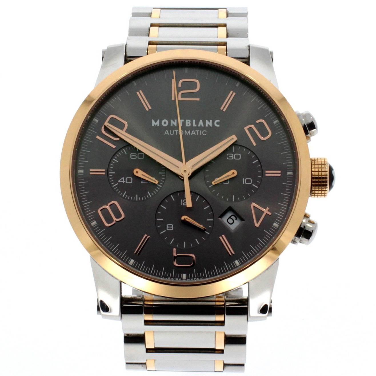 Montblanc Rose Gold Stainless Steel Timewalker Chronograph Wristwatch Ref 7141