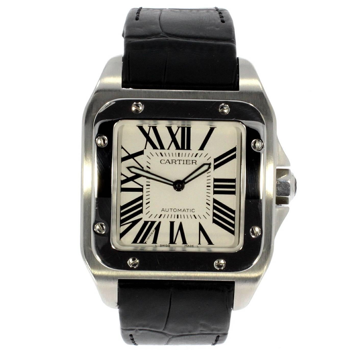 Cartier Stainless Steel Santos 100 Automatic Wristwatch Ref 2656