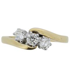 Vintage Three-Stone Diamond Engagement Ring, circa 1970s