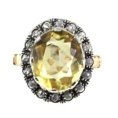 Gold Silver Diamond Topaz Ring