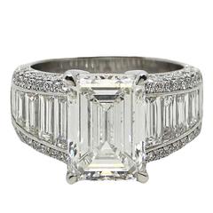 5.01 Carat Emerald Cut Diamond Platinum Ring 8