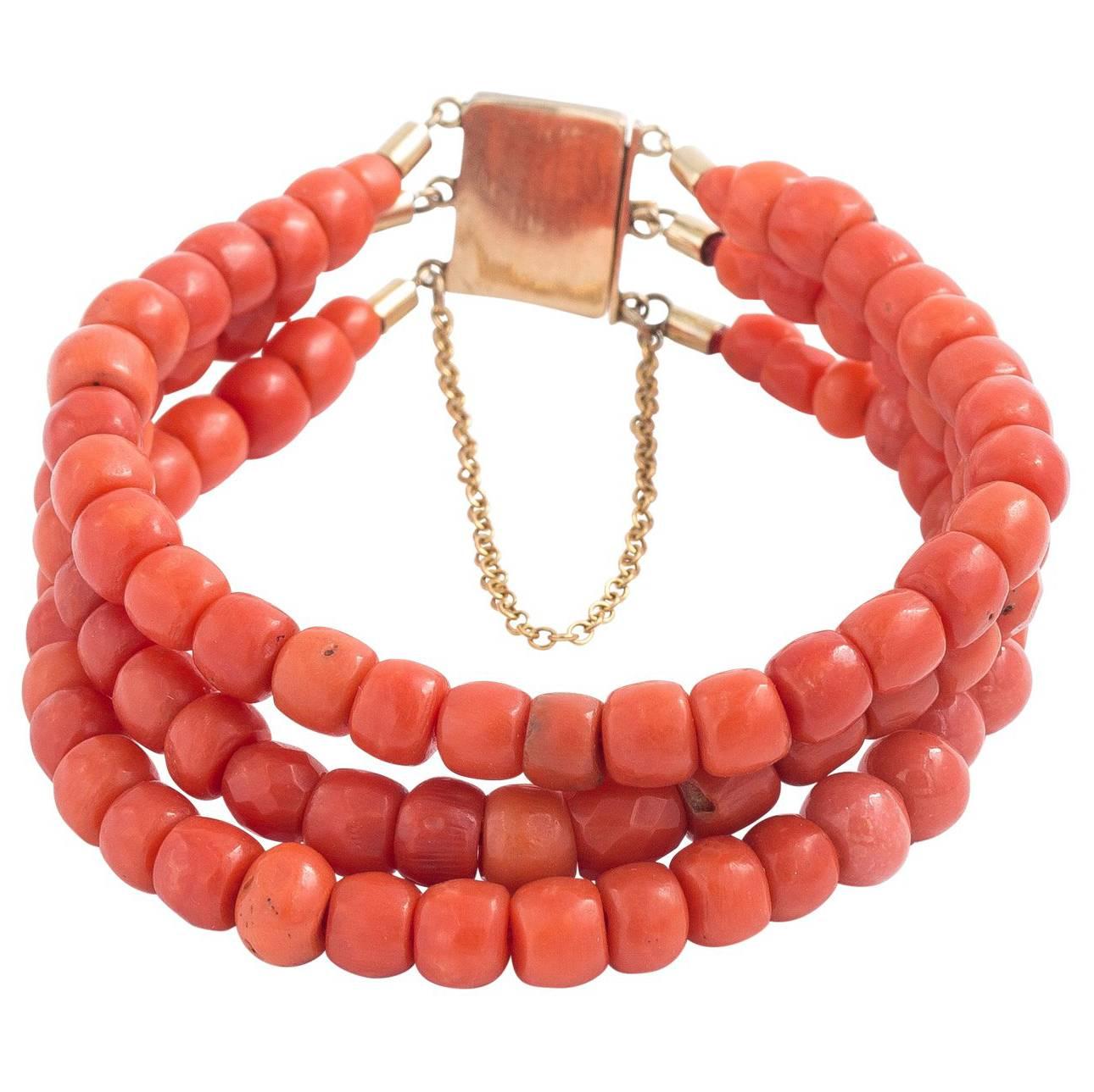 Coral and Gold Bracelet For Sale