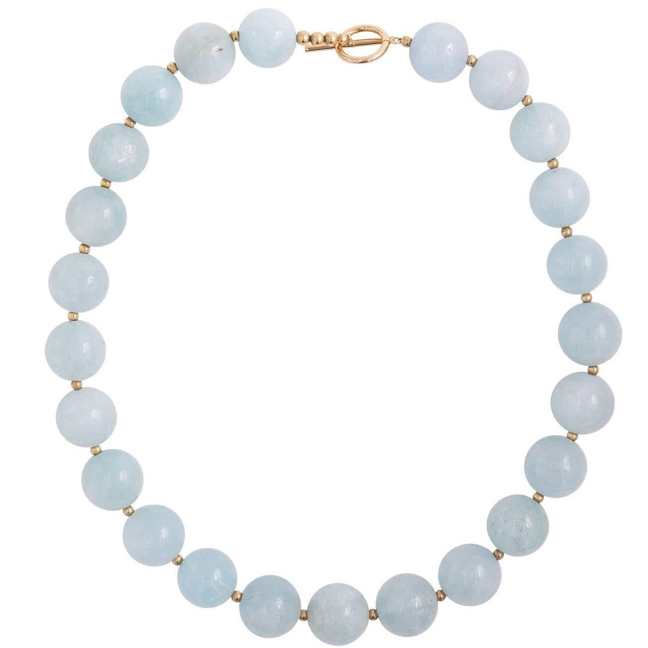 Natural Aquamarine Bead Necklace