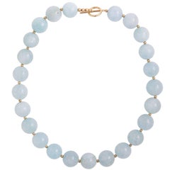 Natural Aquamarine Bead Necklace 8