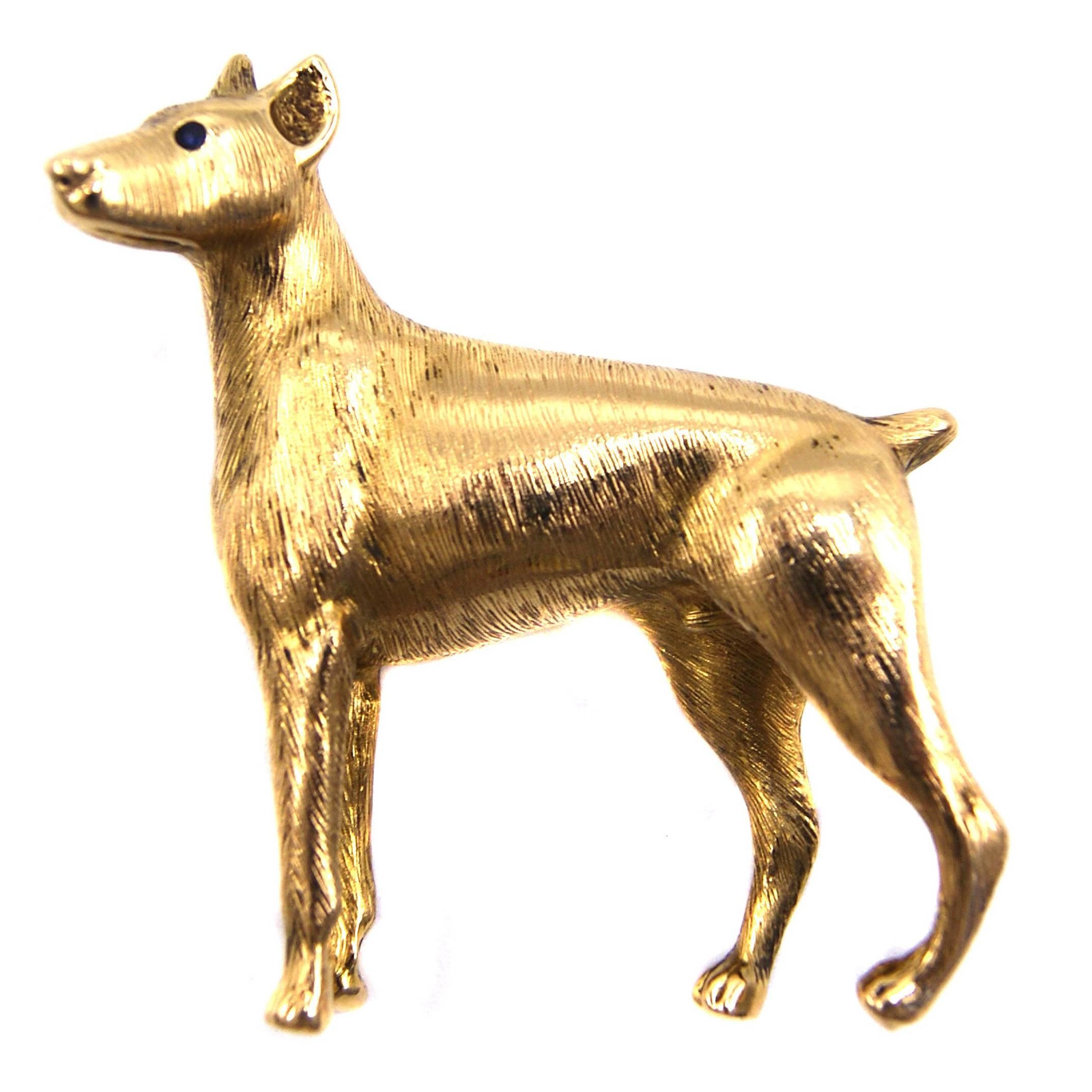 Tiffany & Co. Yellow Gold Doberman Dog Brooch Pin
