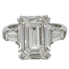 7.08 Carat GIA Certified Emerald Cut Diamond Platinum Engagement Ring