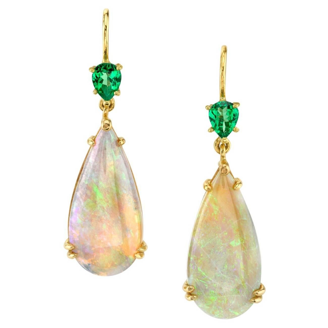 Opal and Tsavorite Earrings