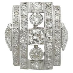 1940s 2.66 Carat Diamond and Platinum Cocktail Ring 3