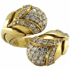Original 1980s 1.40 Carat White Diamond Yellow Gold Toi et Moi Cocktail Ring 10
