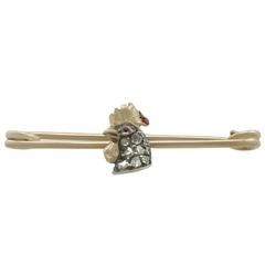1890s Victorian Diamond and Ruby Yellow Gold 'Cockerel' Brooch 10