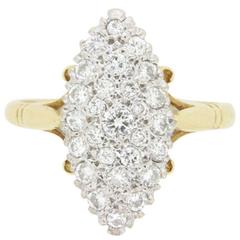 Vintage Marquise-Shaped Diamond Cluster Ring, circa 1976