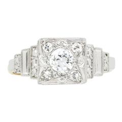 Late Art Deco Old Cut Diamond Cluster Engagement Ring, circa 1930s 12