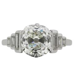 Art Deco Diamond Platinum Solitaire Engagement Ring 1