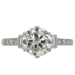 Late Art Deco Diamond Solitaire Ring, circa 1940s Late Art Deco Diamond Solitaire Ring, circa 1940s
