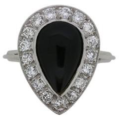 Art Deco Onyx and Diamond Ring, circa 1940s 8