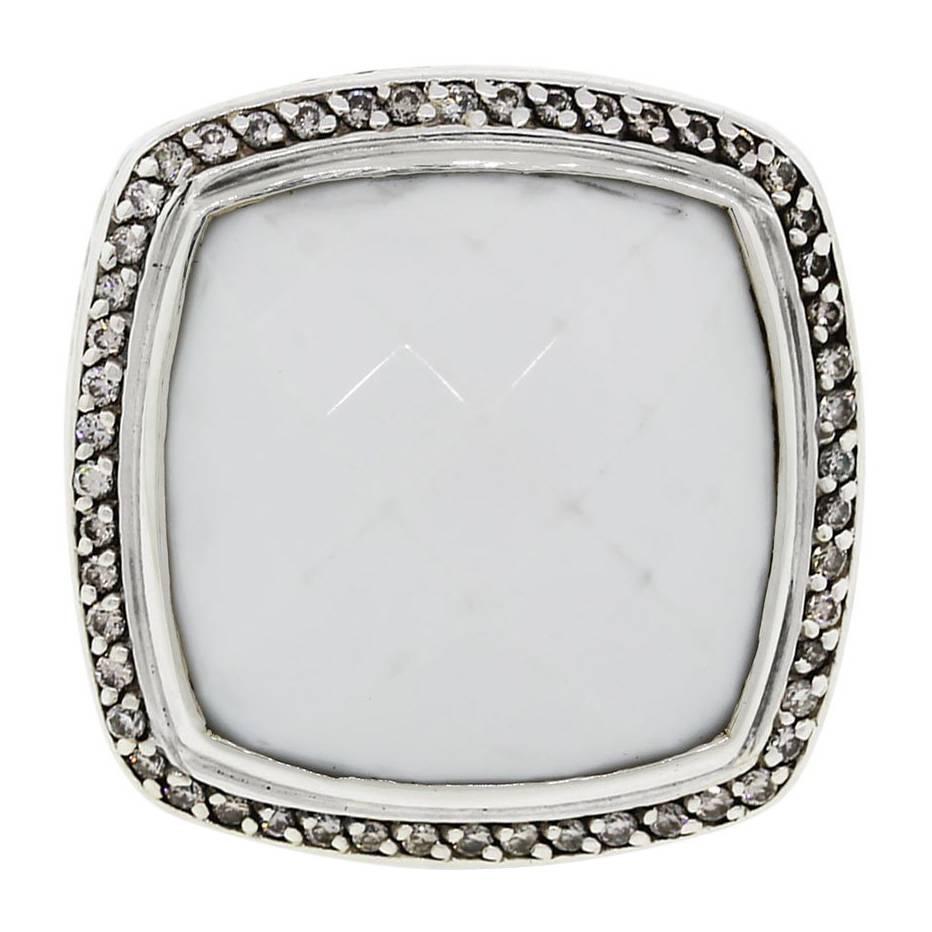 David Yurman White Agate Diamond Sterling Silver Ring