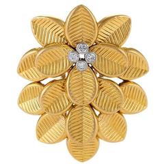 Cartier London Mid-20th Century Diamond and Gold Coffee Bean Brooch