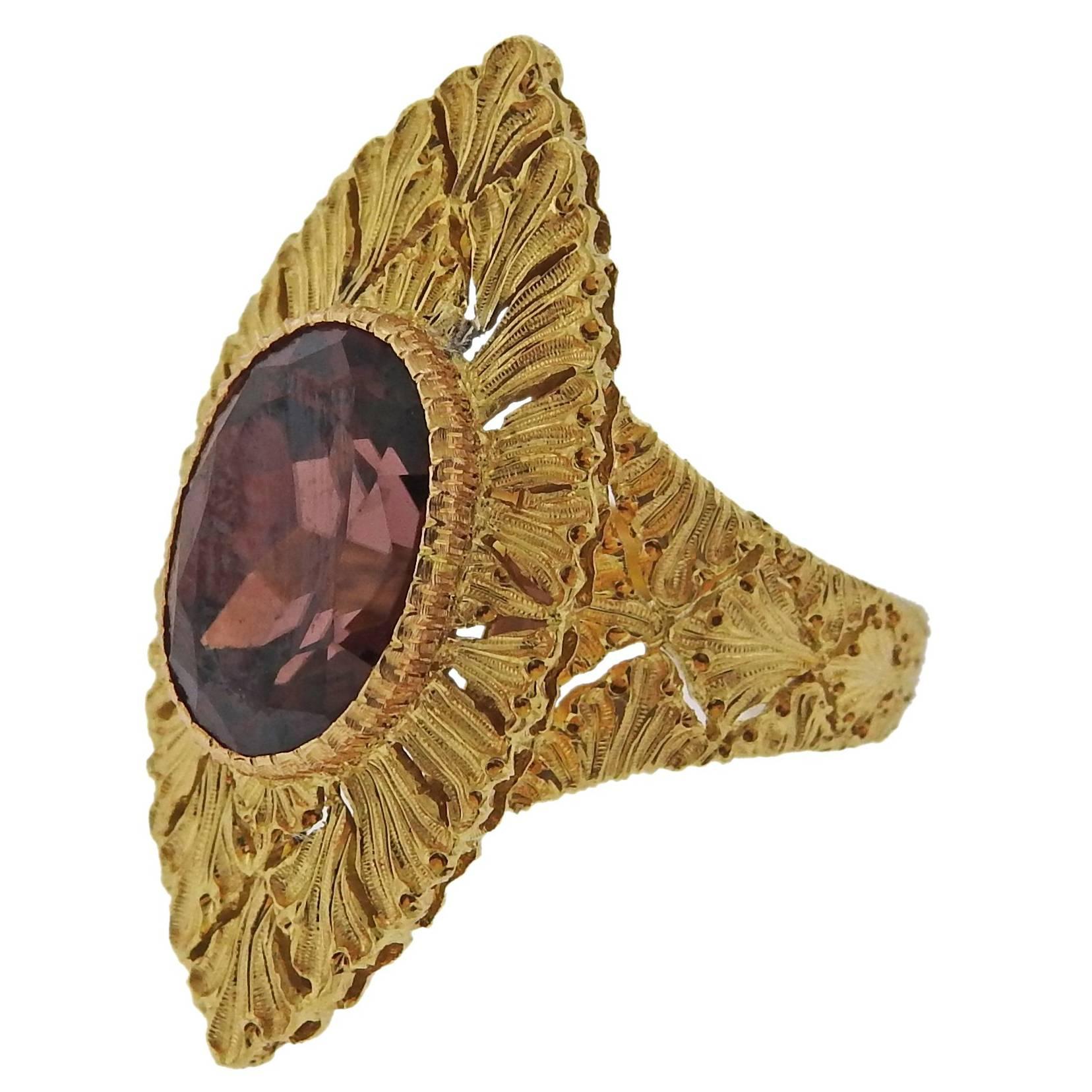Buccellati Yellow Gold Zircon Ring For Sale
