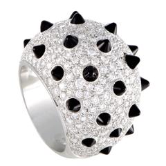 Cartier Panthere Diamond Pave and Onyx Studs Ring