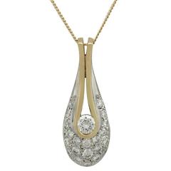1990s Diamond and Gold 'Teardrop' Pendant 8