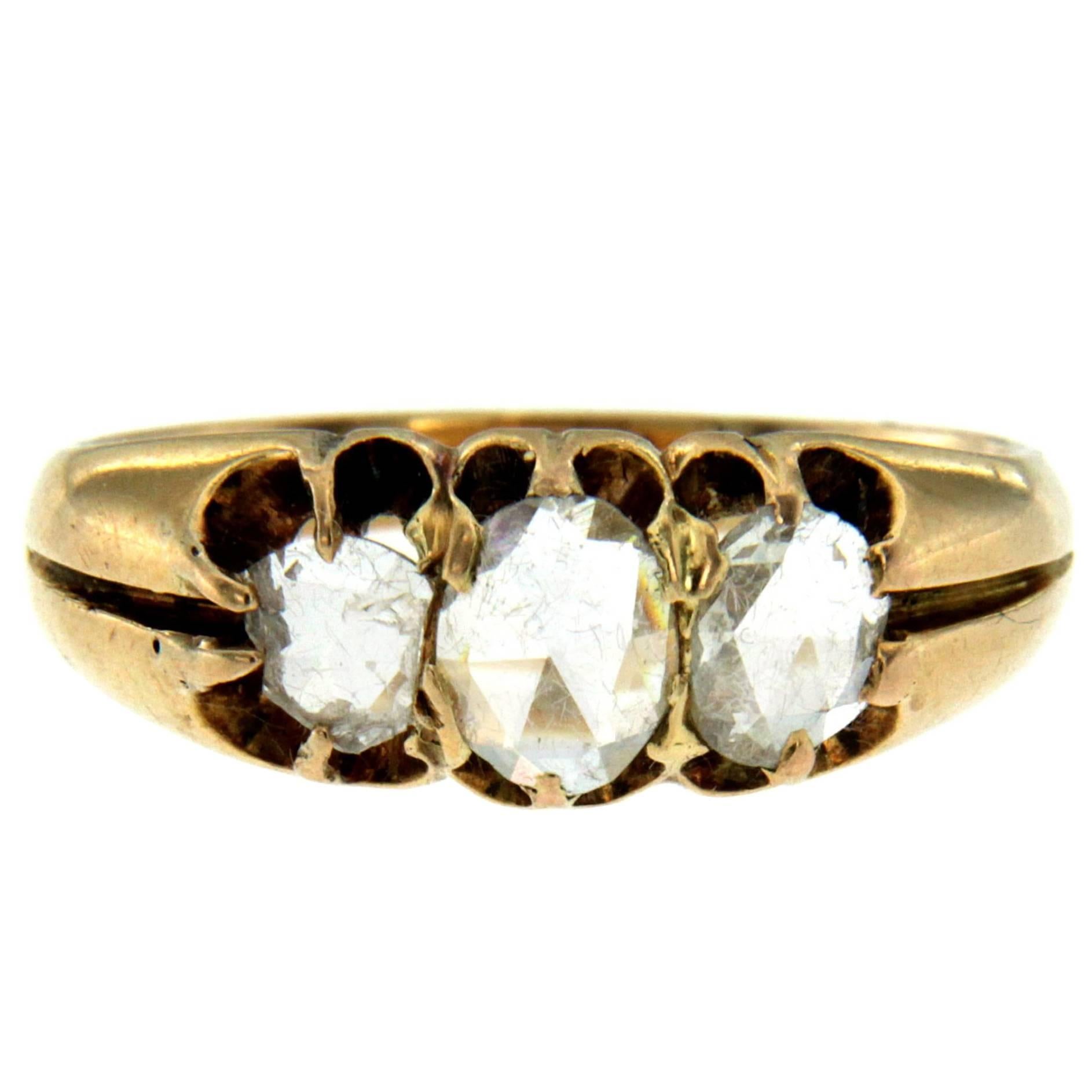 Victorian Diamond Gold Three-Stone Ring