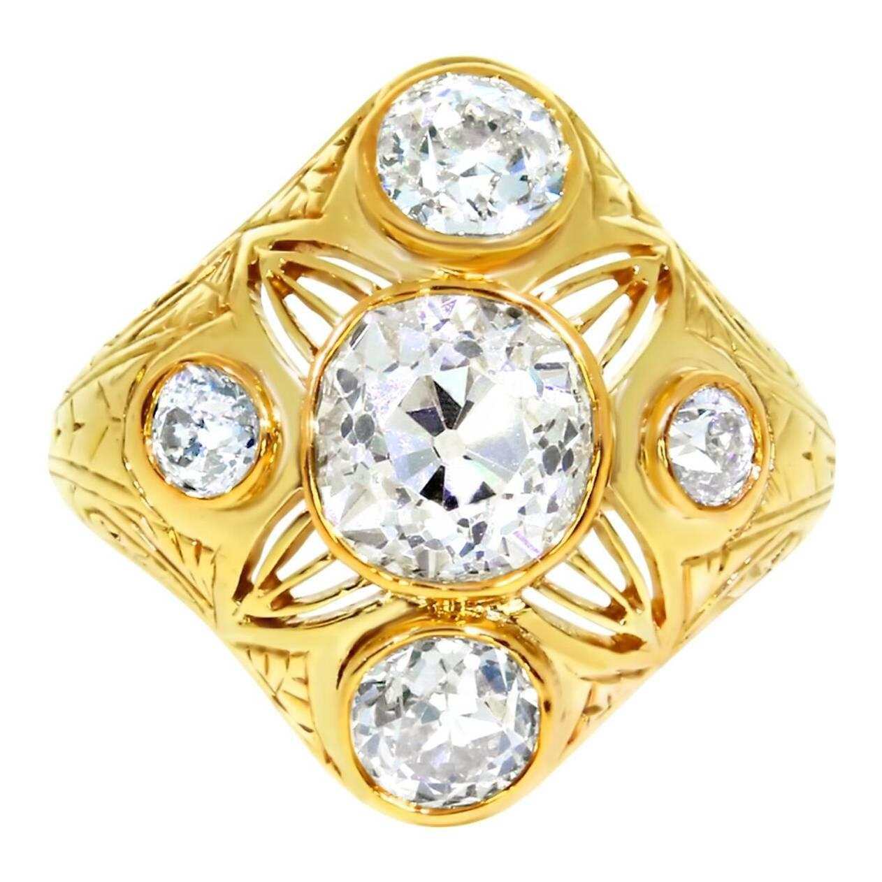 Victorian Five-Stone Old Cut Diamond Ring For Sale