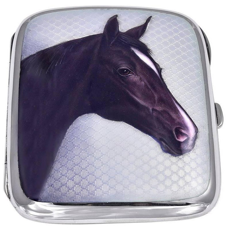 Antique Sterling and Enamel Horse Case For Sale (Free Shipping) at 1stDibs