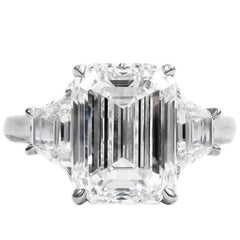 GIA Certified 4.70 Carat G VVS2 Emerald Cut Diamond Platinum Ring by J Birnbach