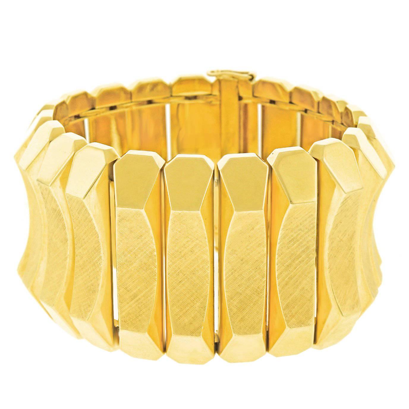 Spectacular Mod 1960s Gold Bracelet For Sale
