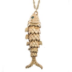 Retro 1980s 9 Carat Gold Articulated Fish Pendant 4