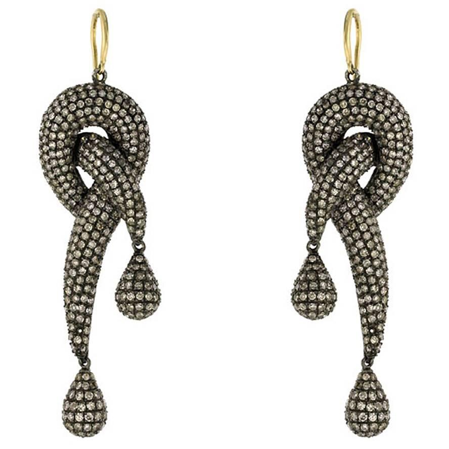 Diamond Pave Knot Earring For Sale