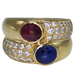 Bulgari Sapphire Pink Tourmaline Diamond Yellow Gold Ring 1