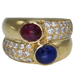 Bulgari Sapphire Pink Tourmaline Diamond Yellow Gold Ring