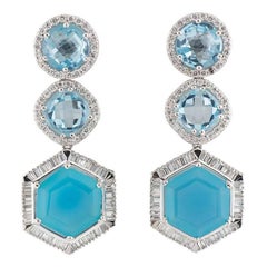 White Gold Diamond and Topaz Earrings 12