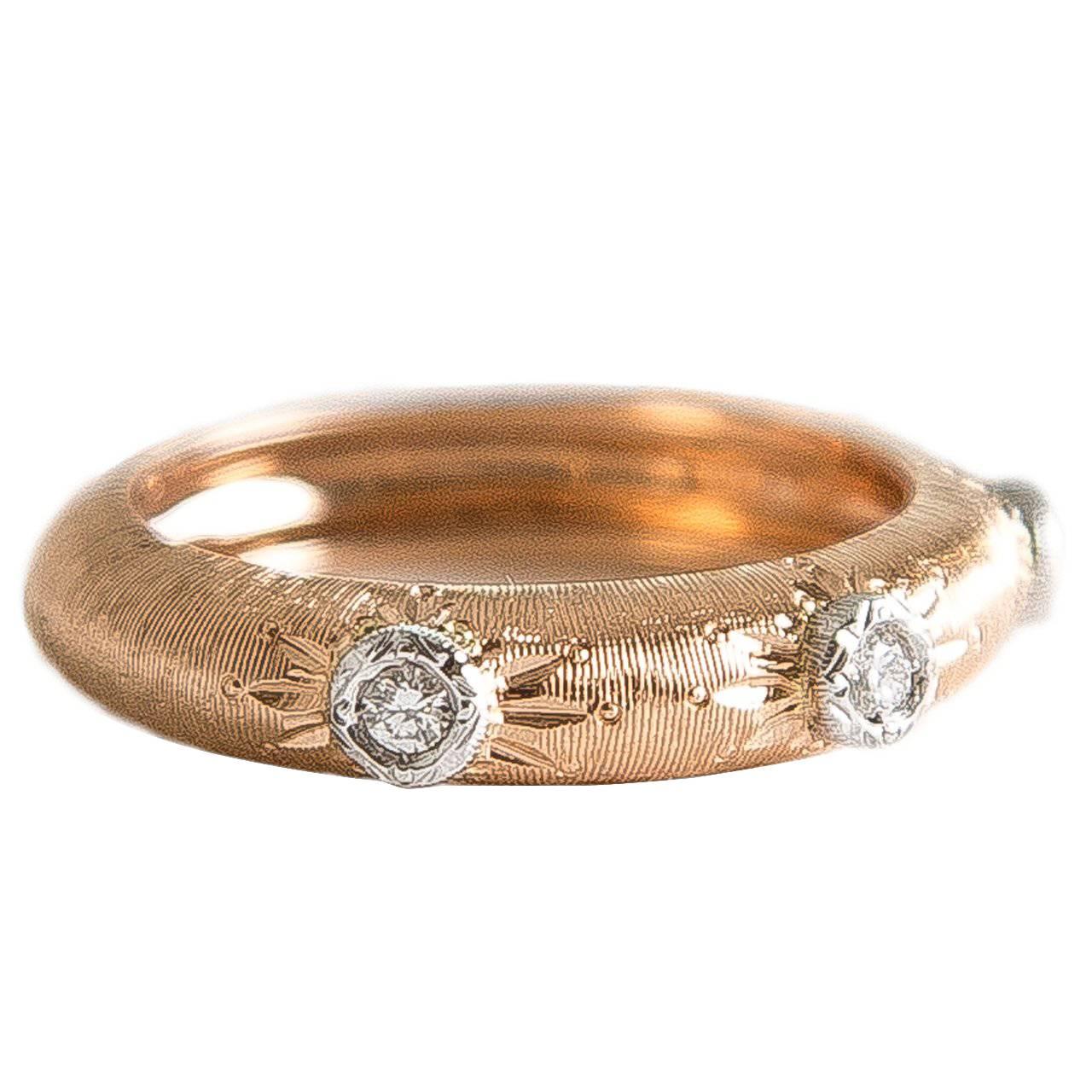 Rose Gold Ring with White Diamonds by Opera, Italian Attitude For Sale