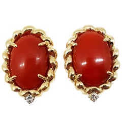 Coral and Diamond Earrings
