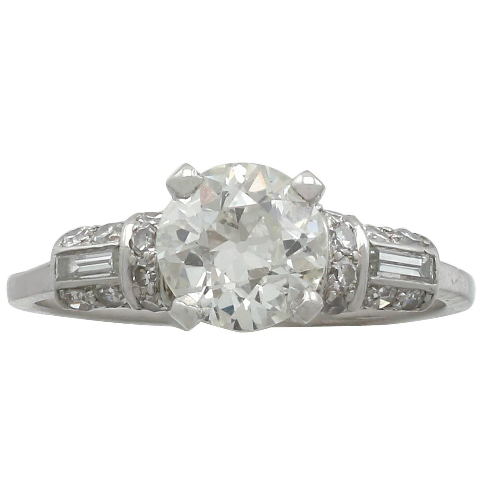1940s 1.09 Carat Diamond and Platinum Solitaire Ring