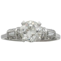 1940s 1.09 Carat Diamond and Platinum Solitaire Ring 8