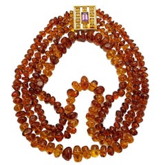 Amber Bead 22 Carat Gold Necklace