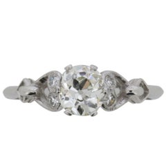 Art Deco Platinum Diamond Solitaire Ring, circa 1940s 4