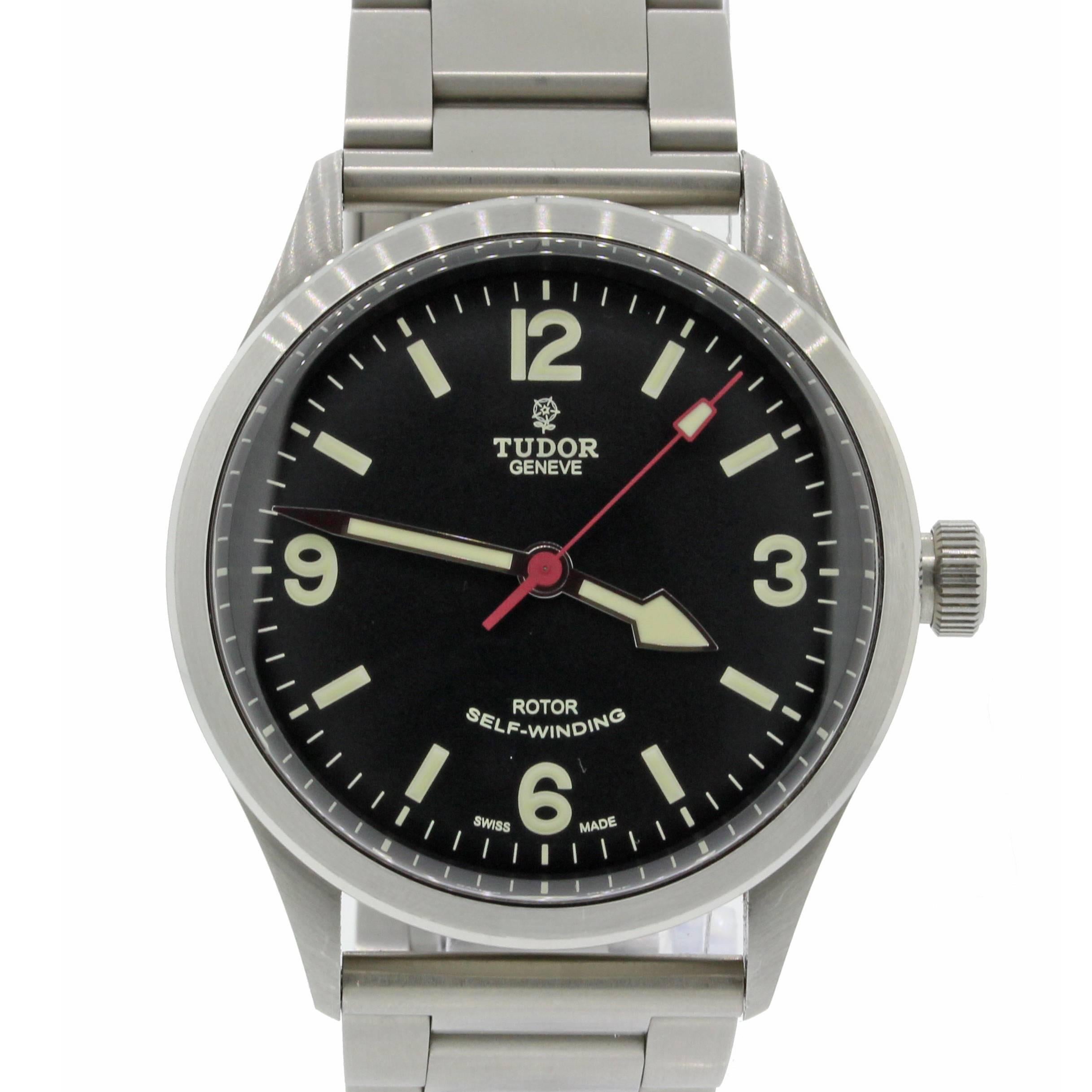 Tudor Stainless Steel Heritage Ranger Black Self Winding Wristwatch, 2015 For Sale